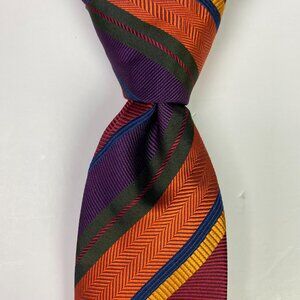 Etro Milano Tie Necktie Striped Repp 100% Silk Made in Italy Width 3.25